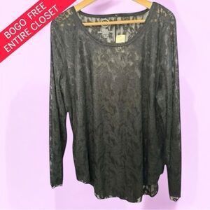 NEW! Maurices Lace Long-Sleeve Sheer Blouse Size 1X